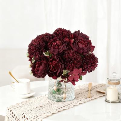 Artificial Flowers 32Cm Silk Peony Wedding Hydrangea Bouquet Festival Garland Decora Vase Home Room Table Yard Scrapbook Gifts