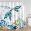 Marine Animal Theme Shower Curtain Sea Turtle Octopus Starfish Bathroom Curtain Children'S Bathroom Decorations With Hook