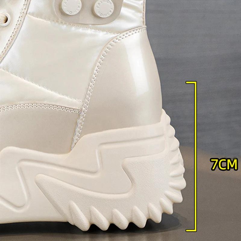 Cold Winter Shoes Women Waterproof Snow Boots Warm Cotton Shoes Ladies Ankle Boots Platform Non-slip Height Increasing 7cm DX652
