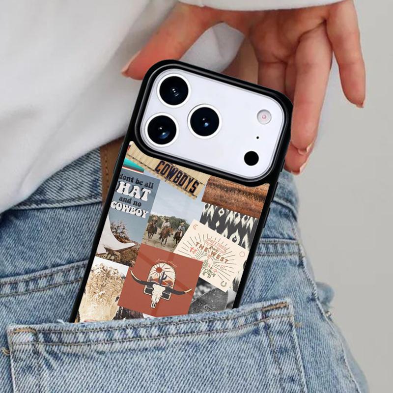 Cowboy Cowgirl Western Ranch Boho Phone Case for iPhone 16e 15 14 13 12 17 Pro Max Plus Air 17pro Cover Coque