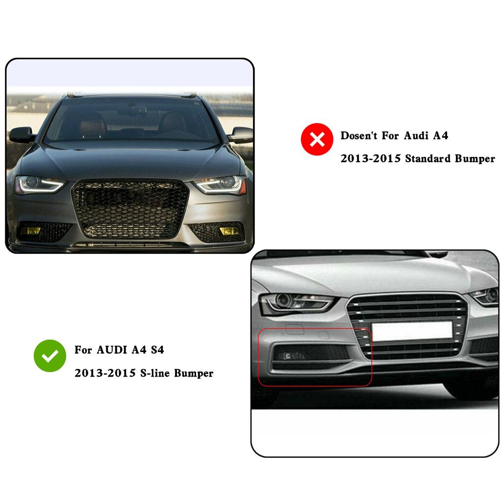 1x Left Bumper Fog Light Lamp Cover Grille Grill For A4 S-line S4 13-15