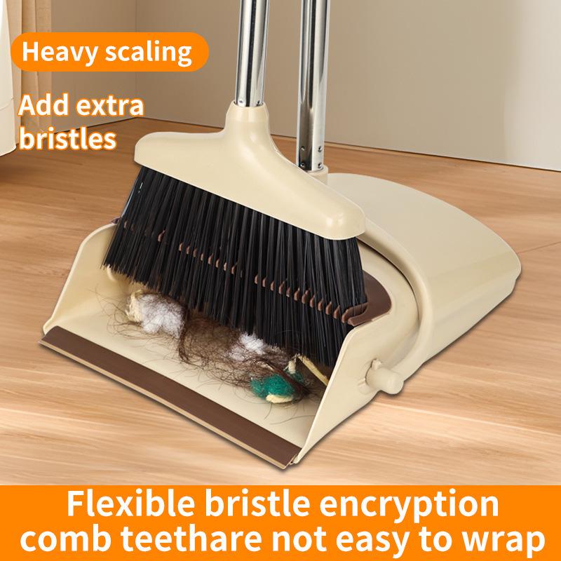 Extra Long Handle Broom and Dustpan Set for Kitchen and Outdoor Floors