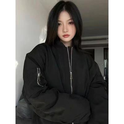 Jachetă Bomber în stil Harajuku Femei Y2k Vintage Oversize Fermoar Moda japoneză Jachete aviator Streetwear Top Baseball