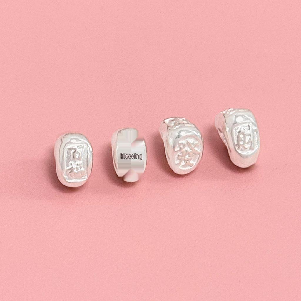 S999 Sterling Silver Good Luck Spacer Beads for DIY Crystal Bracelet or Necklace - Irregular Shape Rope Accessories