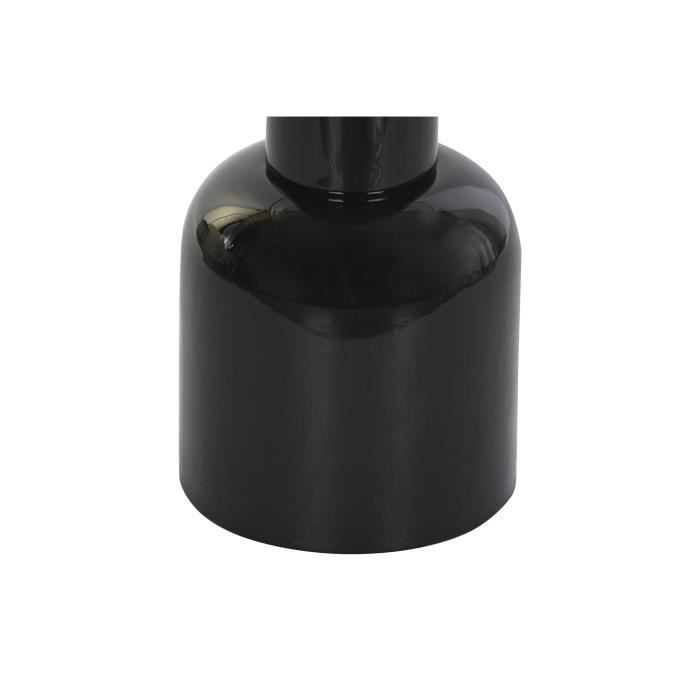 Table D'appoint - Verre Noir Transparent - Fer Laqué - 41x41x57cm