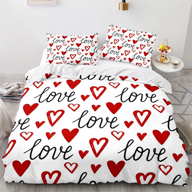 

Пододеяльник с сердечками и романтической тематикой, комплект постельного белья из микрофибры, мультяшный плед, полный размер King Queen для девочек-подростков, подарки для взрослых EU single(135x200cm)