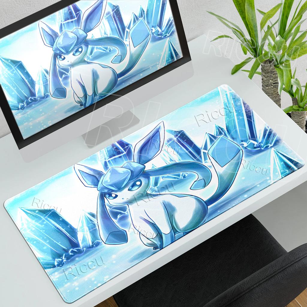 Anime Pokemon Mouse Pad Eevee Glaceon PC Cabinet Mousepad Gamer Keyboard Tablepad E-Sports Desk Accessories Gaming Extended Mat