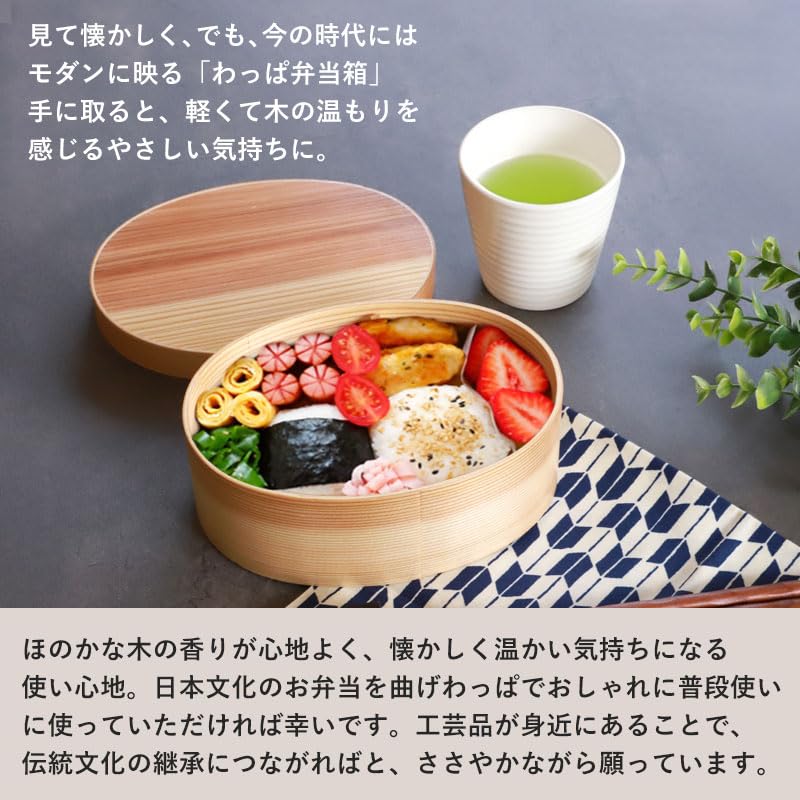 Miyoshi Lacquerware Honpo Magewappa Bento Oval Single Dishwasher and Microwave Made of Natural Suitable for and Perfect for Kanoryu Box, 700ml, Shape,
