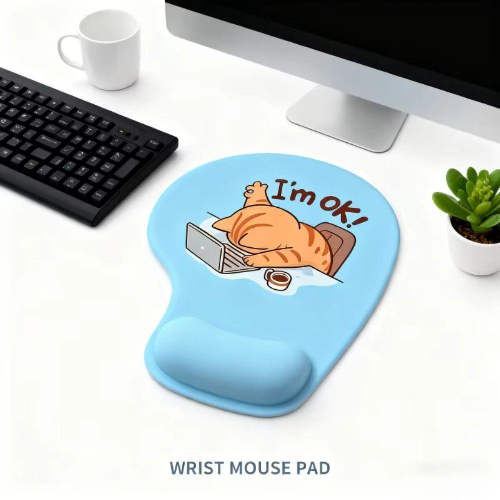 Comfortable Cat Mouse Mat Cute Cartoon Wrist Support Pad Black Cat Animal Mouse Pad Home Office