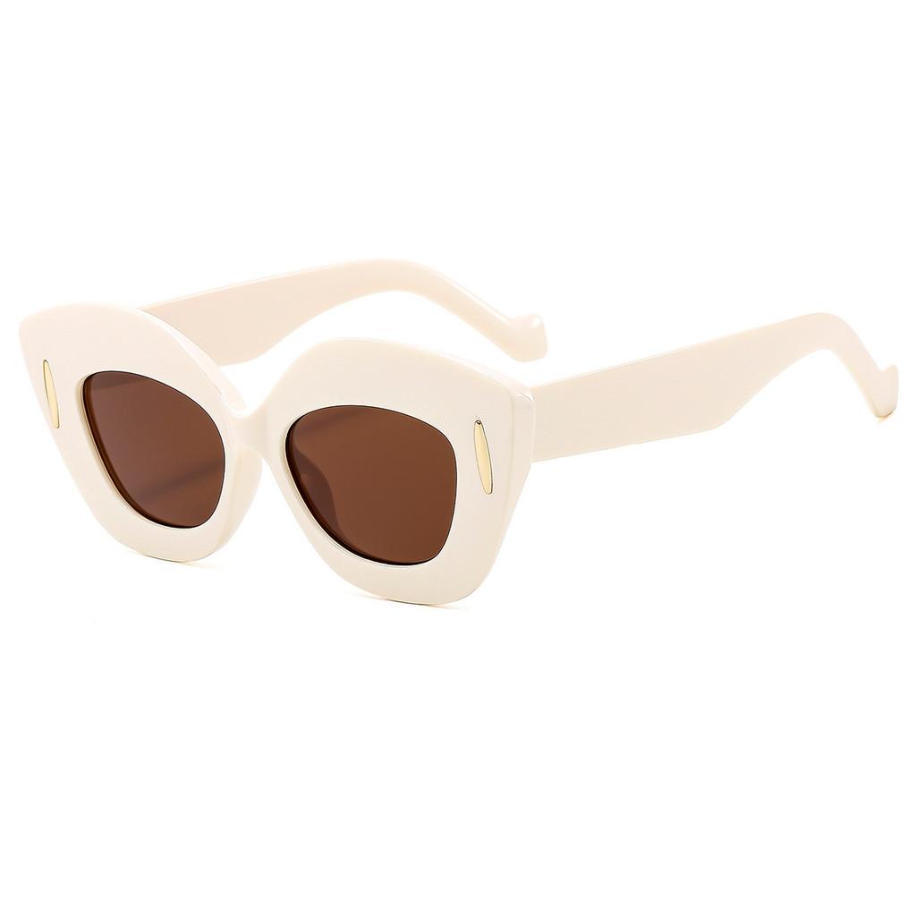 

Asymmetrical Cat Eye Sunglasses For Women Uv400 Antiglare Fashion Outdoor Accessories Beige Tea