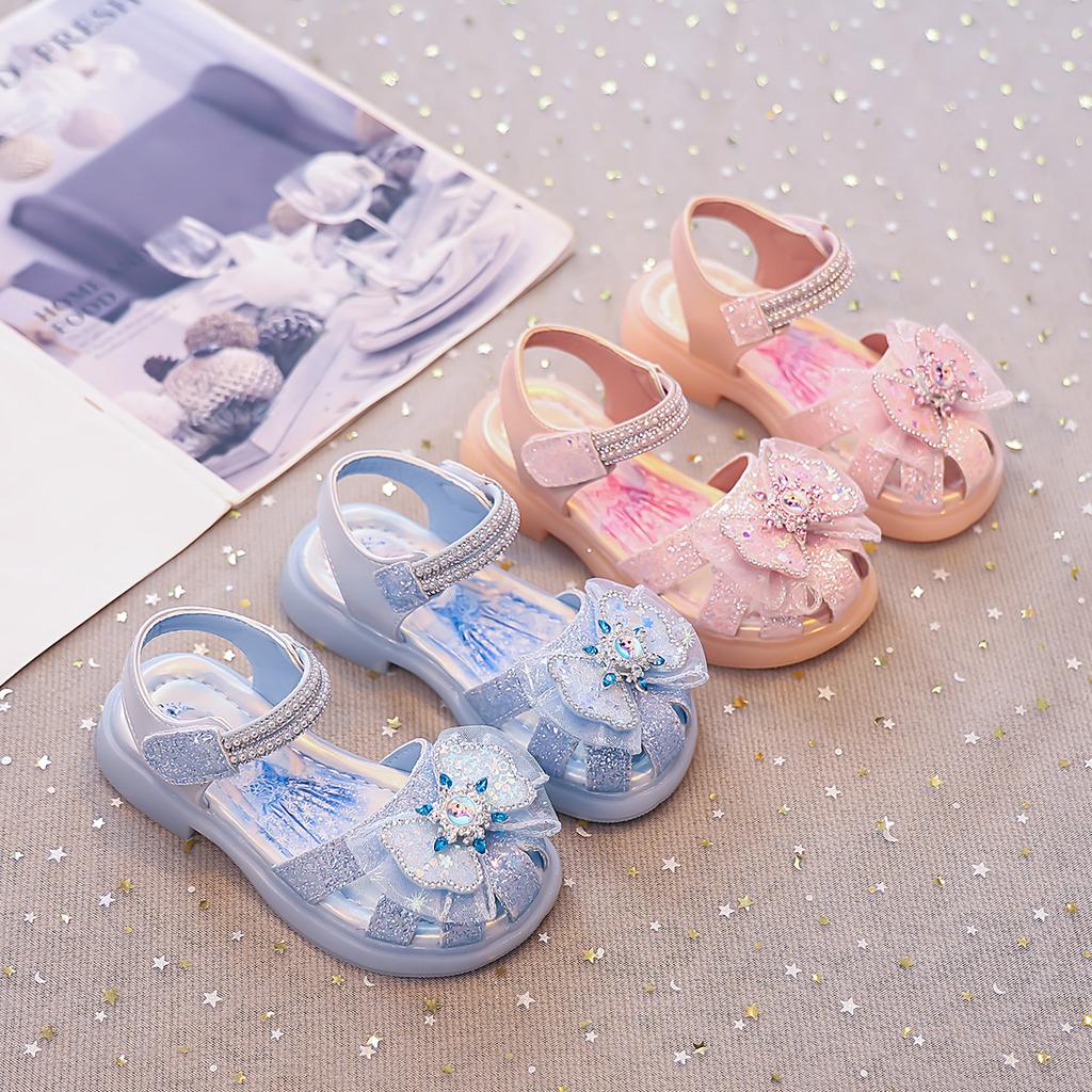 Girls' Stylish Princess Sandals, Summer New Collection, Fashionable Little Girl Crystal Shoes, Soft-soled Baby Shoes