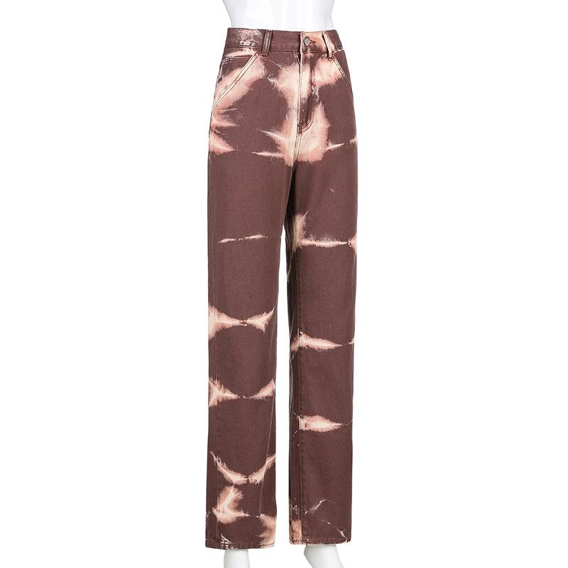 Spring 2022 Womens Fashion High Waist Y2k Aesthetic Print Women's Wide Leg Jeans Baggy Woman Cargo Pants Jean Mom Jeans Trousers