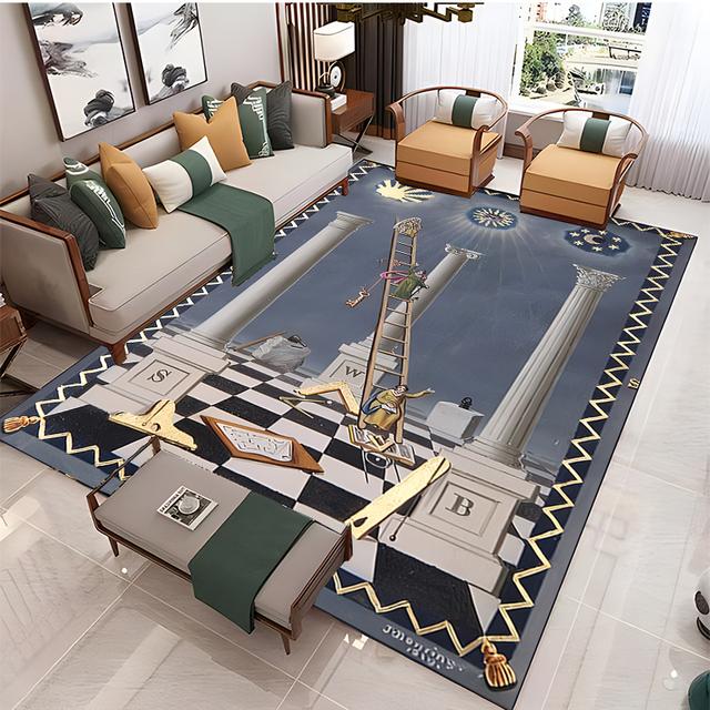 Modern Masonic Living Room Home Decoration Sofa Table Large Rug Bathroom Non-slip Floor Mat