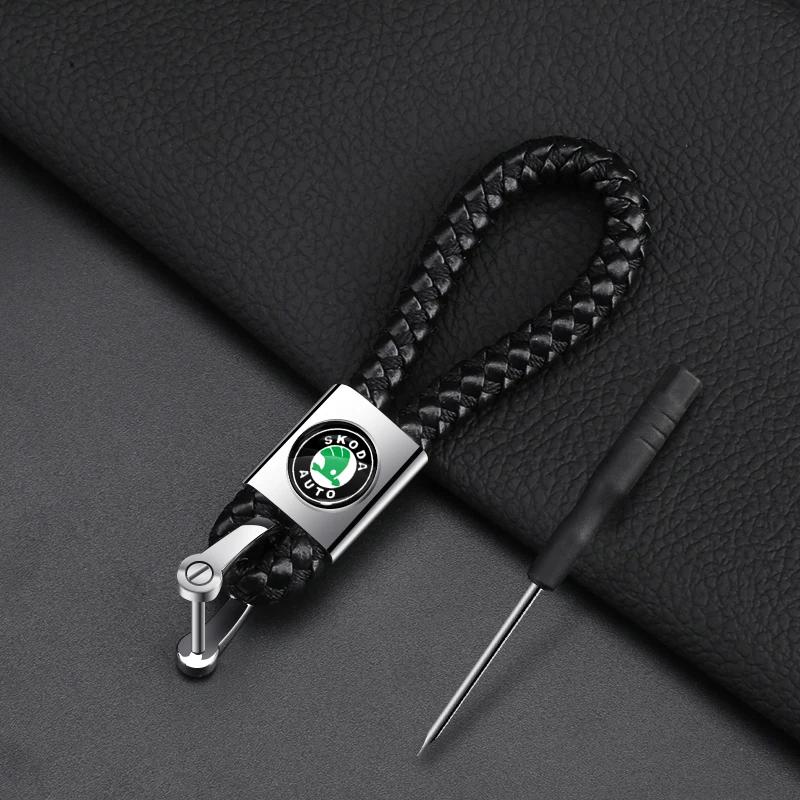 Car Badge Keychain Metal Leather Key Ring Key Chain Styling Accessories For Skoda S VRS VII Octavia Superb A5 A7 3 Kodiaq Rapid kyvc74