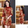 Mid-length Knitted Dress Loose Large-sized Floral Mid-length Sweater for Women Autumn and Winter Casual Long-sleeved Pullover