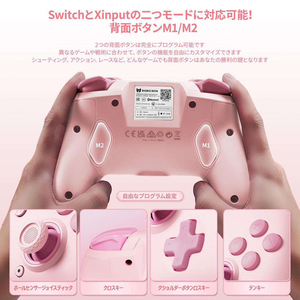 BIGBIG WON CHOCO Switch Bluetooth Rapid Fire HD NFC Back Programmable 1000mAh High Gyro Compatible with Switch and Includes Japanese Instruction