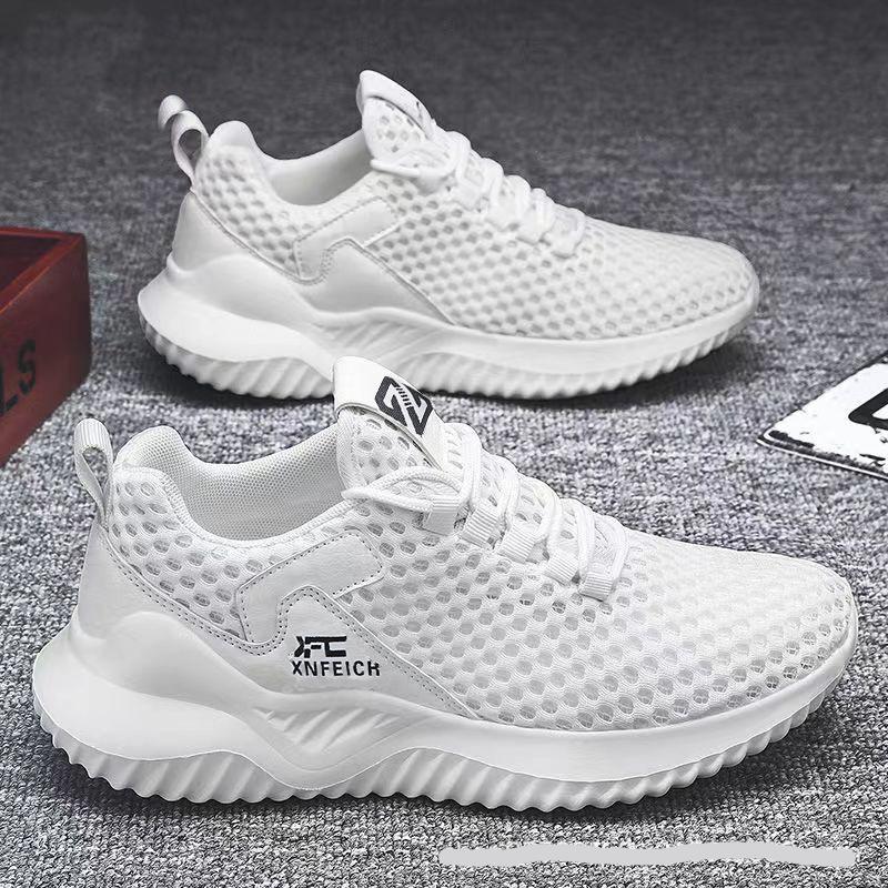 Модная мужская обувь, летняя дышащая спортивная повседневная обувь, модные кроссовки, парусиновая нескользящая обувь 44 белый