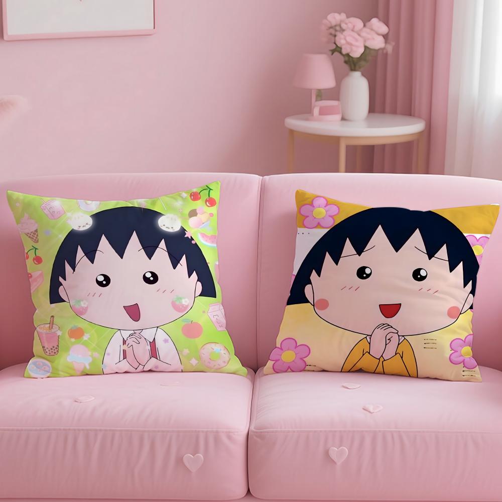 Poszewka na poduszkę Anime C-Chibi Maruko-chanS Wygodna Dwustronna Poszewka Idealna do Samochodu Sofy Sypialni i Nie Tylko