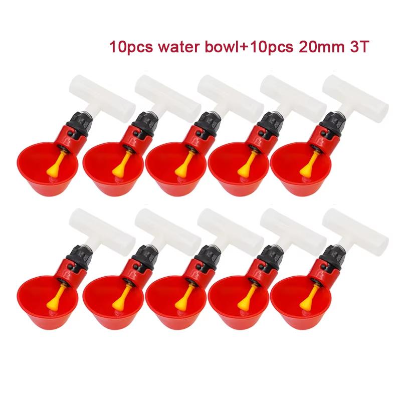 

10Pcs 20/25mm Automatic Chicken Quail Drinker Bowl Bird Water Cups Thread Connecting Pipe Poultry Quail Bird Drinking Supplies