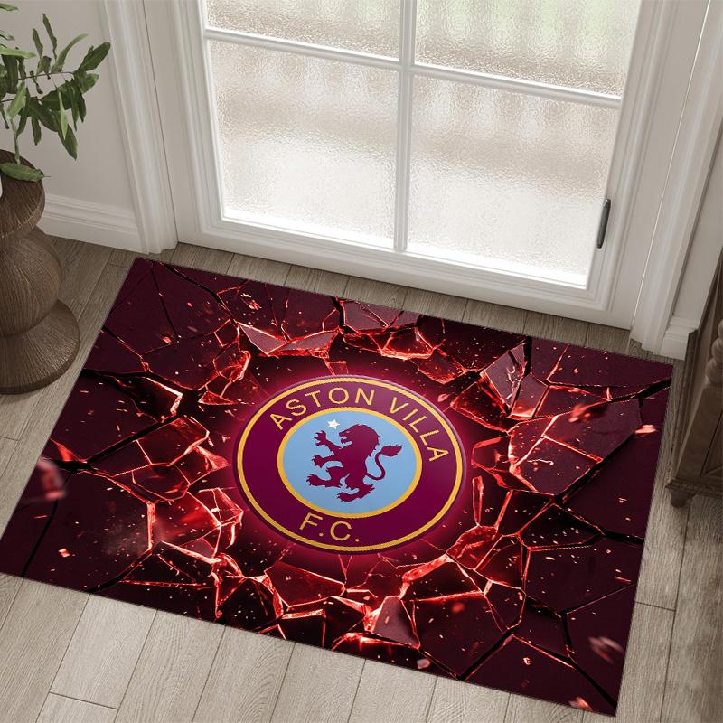 Aston Villa Football Design Crystal Velvet Carpet Cozy Non?Slip Printed Rug For Bedroom Living Room Entrance