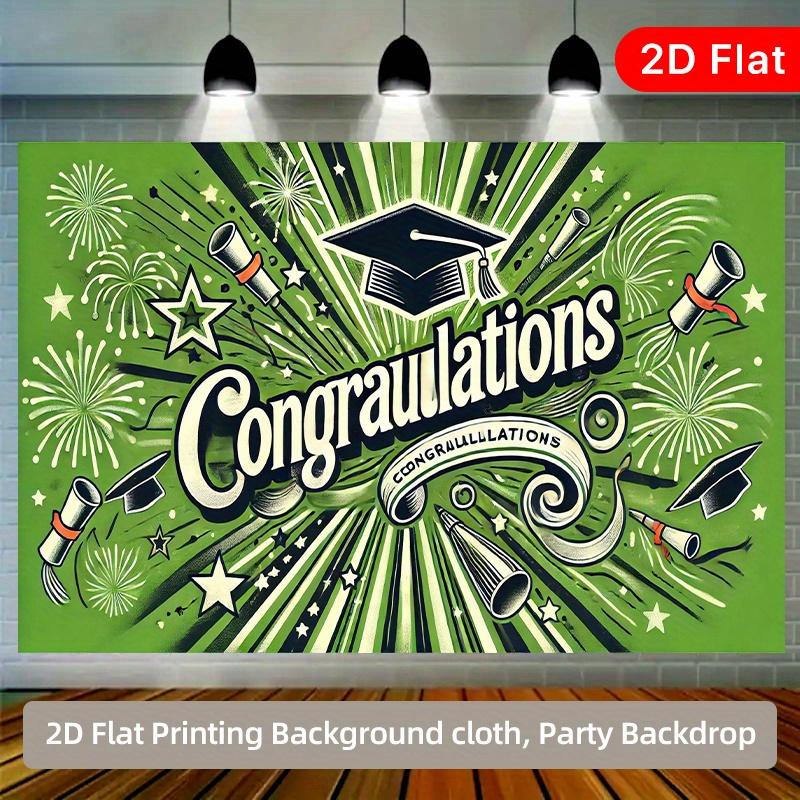 A 2D Flat Banner, Graduation Congratulatory Message, Polyester Fiber Party Backdrop, Suitable for Various Scenarios