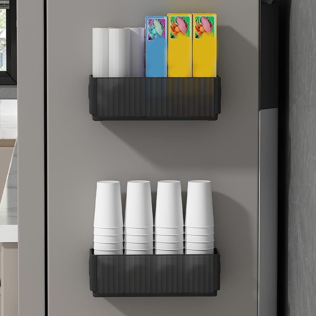 Kitchen Cabinet Door Storage Organizer Wall Mounted Punch Free Plastic Folding Storage Box Multifunctional Shelf