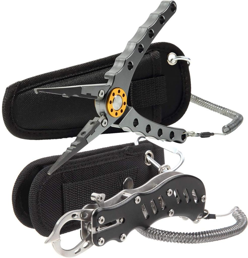 Contyu Fishing Set Fishing Pliers Hook Line Long Stainless Steel Fish Grip Safety Rope Holder (Aluminum Remover, Cutter, Nose, Rustproof) &