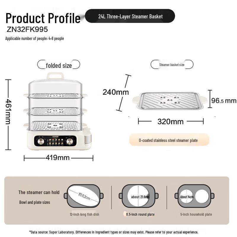 

SUPOR 24L 3-Tier Multi-functional Electric Steamer