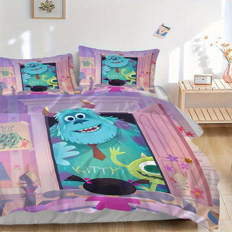 3pcs set Monsters University1pc of quilt cover+2pcs of pillowcase, no core, print bedding, All Seasons Bedroom Setting056