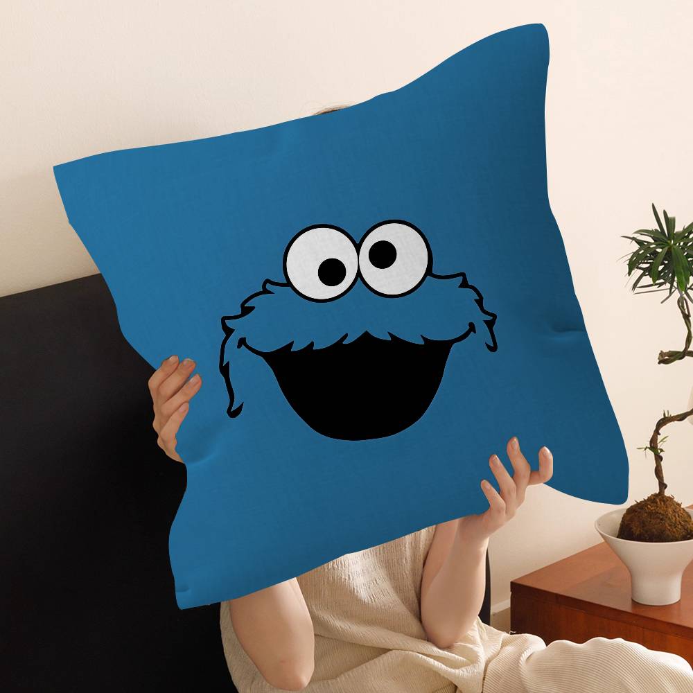 S-Sesame S-Street Cartoon Cushion Cover Car Throw Pillow Case For Sofa Car Christmas Gift 40x40cm 45x45cm