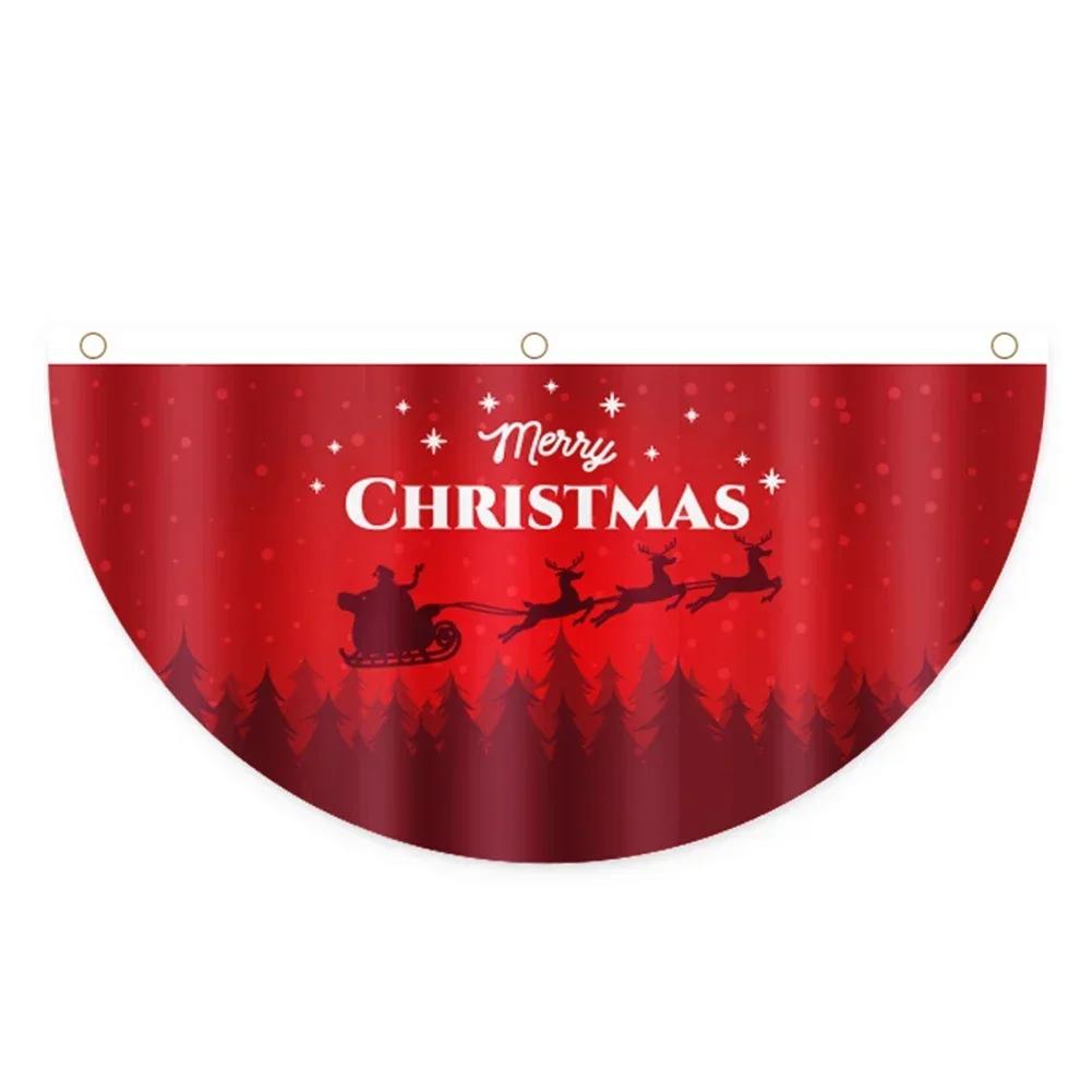 Christmas Outdoor Fan-Shaped Flag Banner Christmas Decor For Home 2026 Christmas Drop Ornament Xmas Navidad Gift New Year
