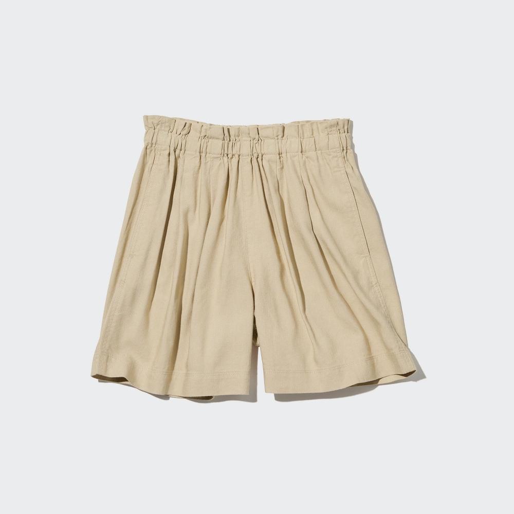 

Легкие короткие брюки UNIQLO GIRLS из льняной смеси, однотонные
