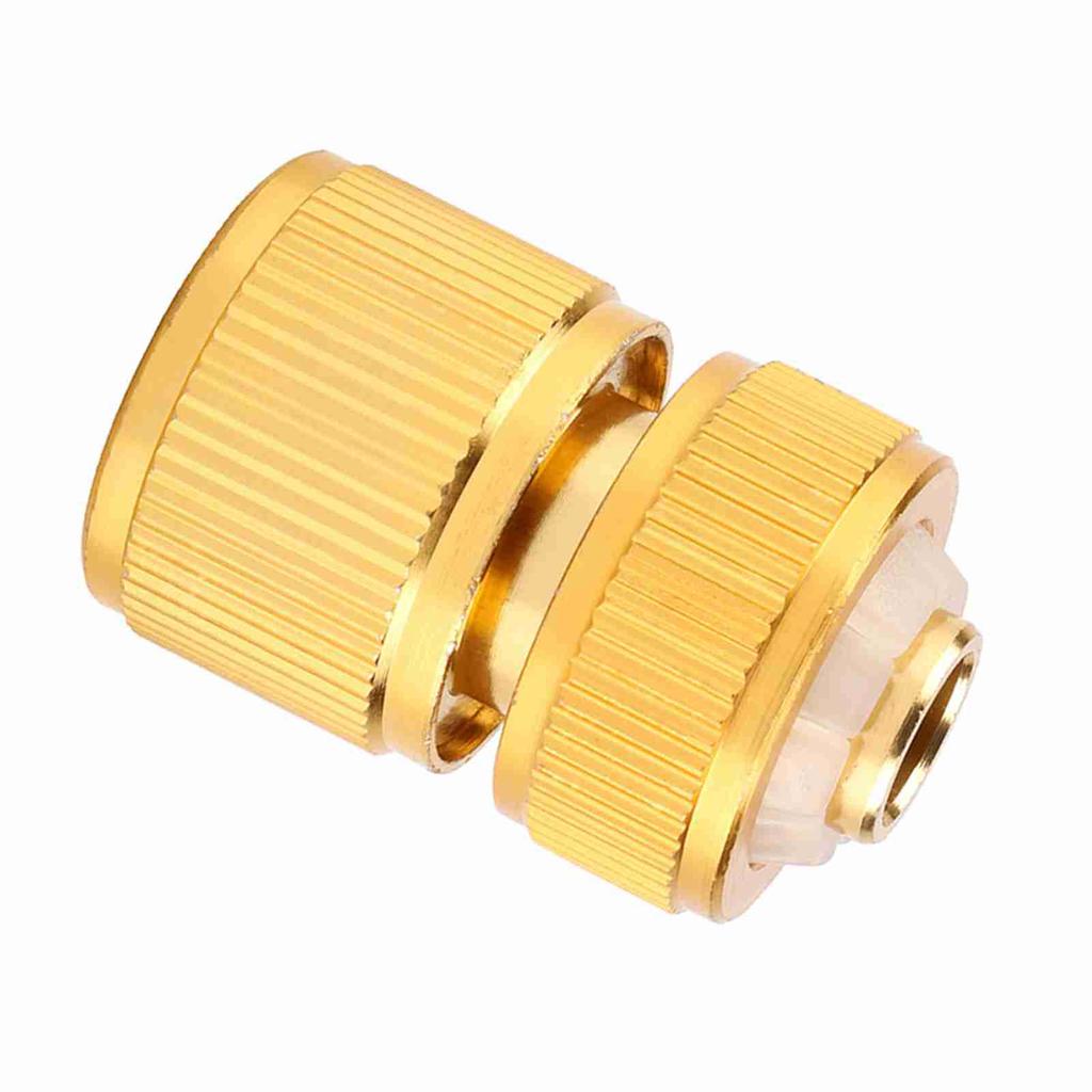 Garden Hose Connector, Aluminum Alloy Brass Plated Proof Quick Fit Adapter, Compatible with G1/2 Hose, for Garden Irrigation Water Tap Fitting