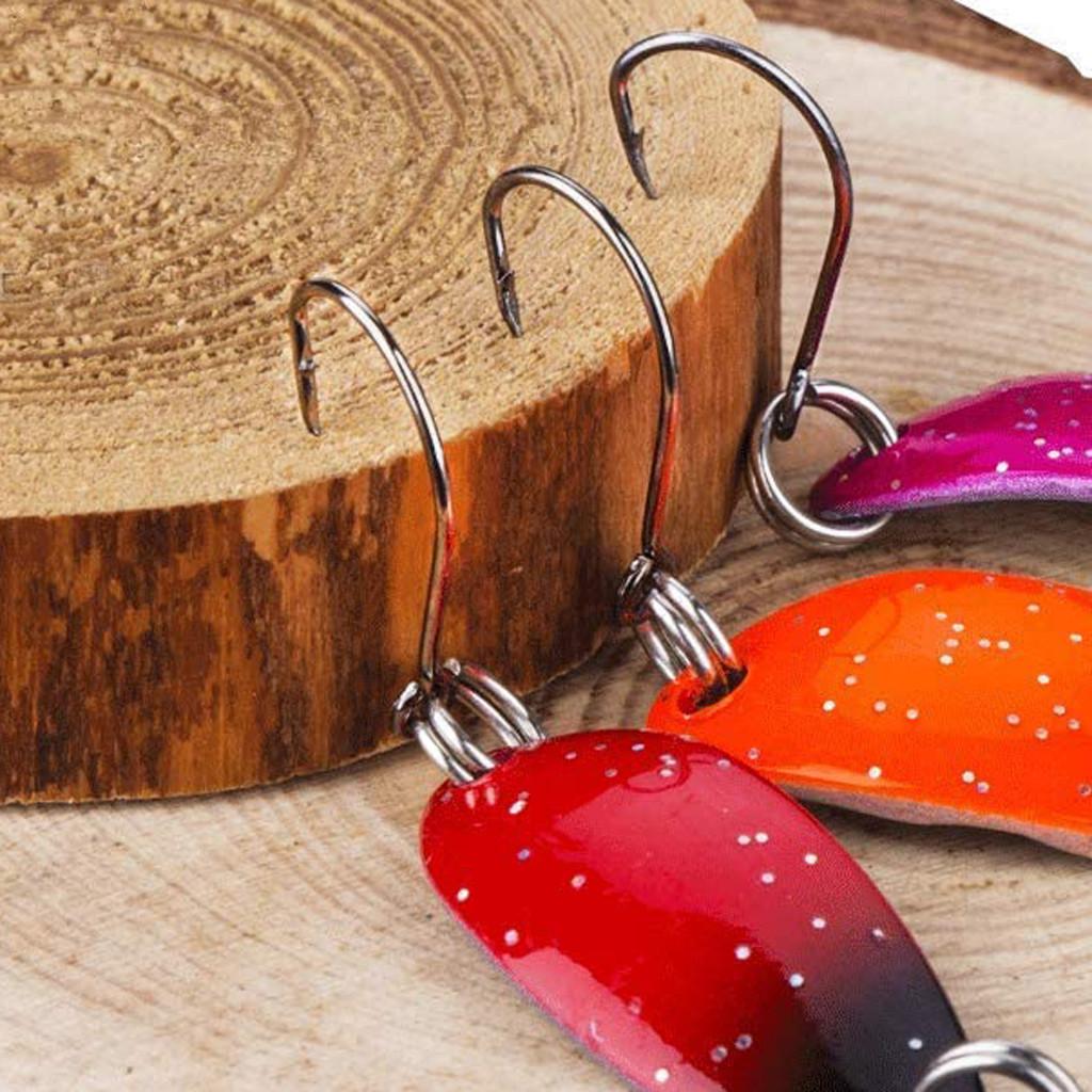 12 Stück Mini-Angelköder, Fisch, Forelle, Angelköder, bunt, mit Einzelhaken, Spinnköder