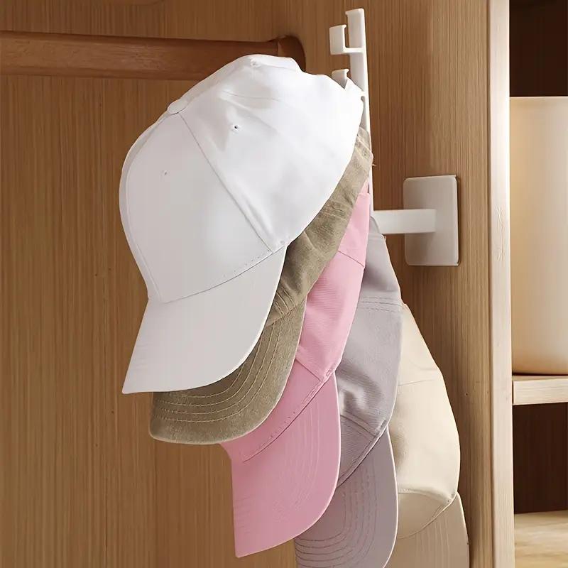 1ks nástěnný nástěnný stojan na klobouky se snadnou instalací - leštěná povrchová úprava, plastový organizér pro ukládání klobouků, čelenek a klíčů se 6 háčky - multifunkční domácí příslušenství