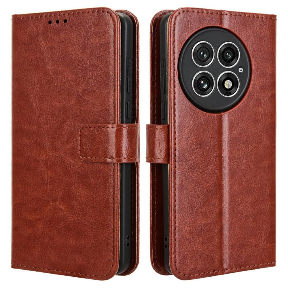 

Для чохла OnePlus 13 Чохол-гаманець для телефону зі штучної шкіри з текстурою Crazy Horse Brown