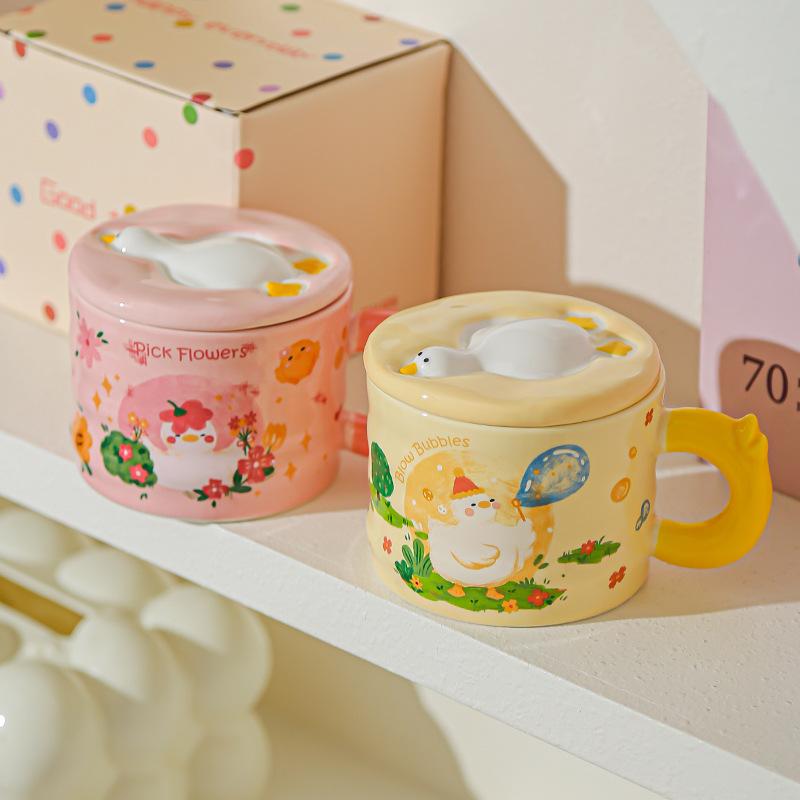 High Looking Retro Cup Artistic Sense of Ceramic Mug Birthday Gift for Girls Best Friend Souvenir Gift Box
