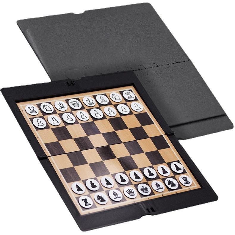 Pioneer Foldable Leather Wallet-Style Portable Magnetic Chess Board