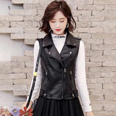 Gilet da donna morbido taglia forte in PU Cappotto con revers Gilet Moto Biker Giacca senza maniche