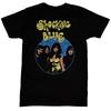Camiseta Unisex Preta de Algodão Pesado com Banda Azul Chocante Camiseta Gráfica