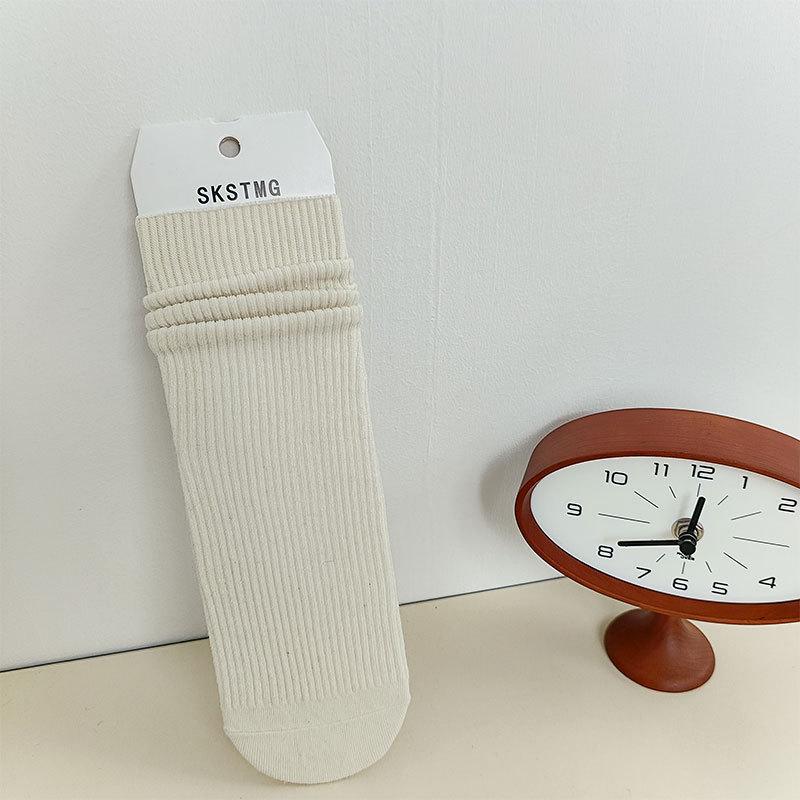 Dui Dui Socks, Women's Mid-calf Socks for Autumn and Winter, Solid-colored Cotton Socks, Trendy Stretch Women's Socks, Long Socks