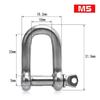 HFS(R) Stainless Steel Shackles, 10-Piece Set, 160kg Load Capacity, D-Shaped Shackles, 5mm Hook (M5, 10 Pieces)
