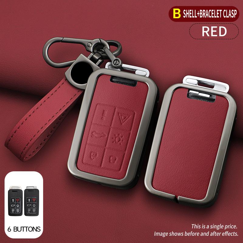 Skórzany Etui na Kluczyk Samochodowy ze Stopu Cynku 5/6 Przycisków Do Volvo Xc60 V60 S60 S80 Xc70 V40 Etui na Kluczyk Etui na Brelok do Kluczy Samochodowych