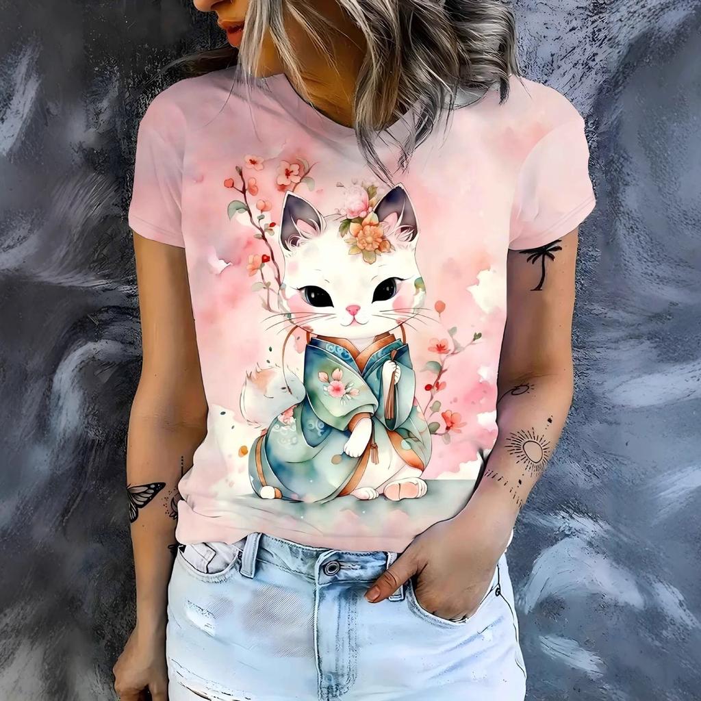 Cute Style Ladies Short Sleeve Casual Fashion T-Shirt
