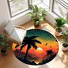 Moroccan Style Circular Carpet Desert Cactus Printed Floor Protection Mat Living Room Bedroom Kitchen Entrance Anti Slip Rug