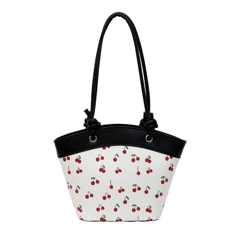 New Cherry Portable Oblique Span Bag Large Capacity Cute Versatile Premium Commuter Shoulder Bucket Bag
