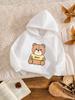 Trendy & Cute Bear-Print Boys' Fleece-Lined Hoodie – Stylish, Comfortable, and Versatile for Autumn & Winter (Outdoor-Ready)