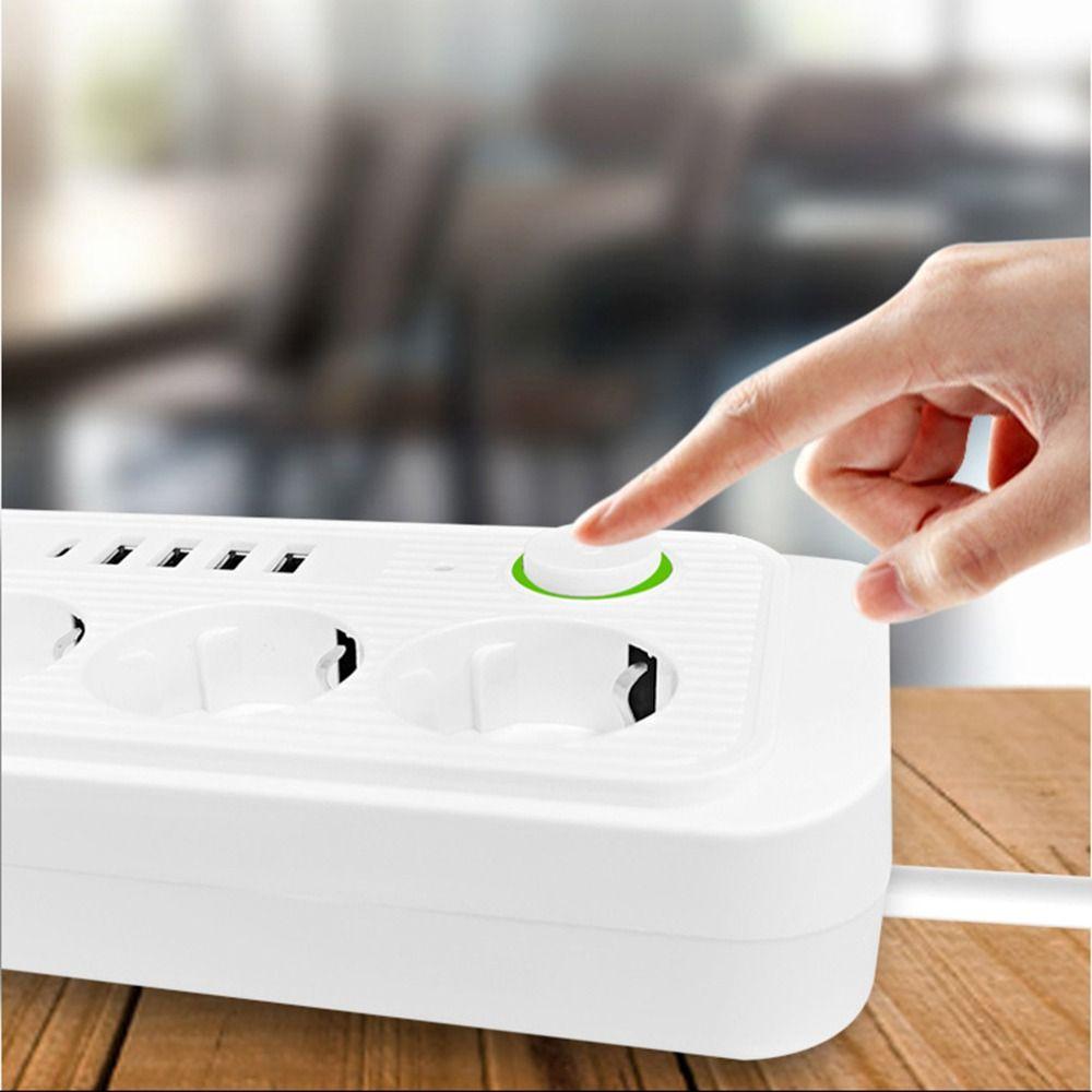 3-Outlets EU Outlet Power Strip 4 USB Ports Extended USB Socket Surge-Protected Power Strip  School