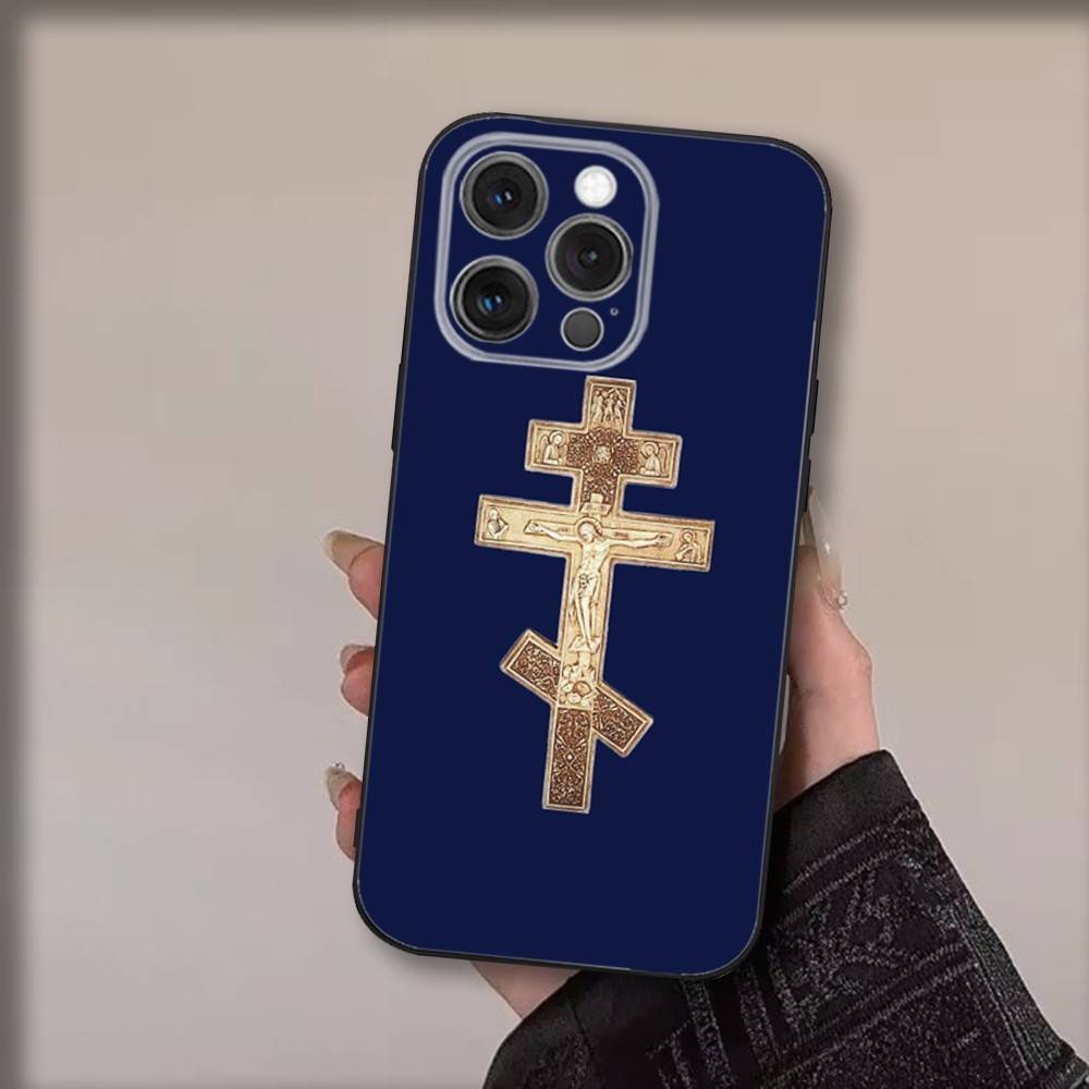 Ortodoxní křesťané Pouzdro na telefon Pro iPhone 17,16,15,14,13,12,11,Pro,Max,Plus,Air,X,XS,XR,SE,8,7,Mini,Měkké Černé Funda