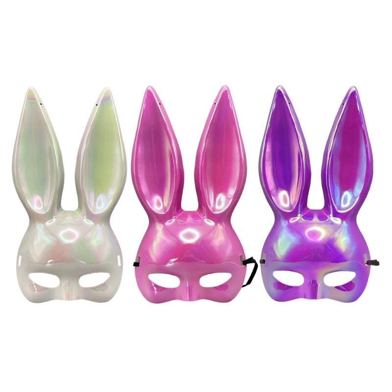 Women Bunnies Mask Masquerades Mask Animal Half Face Mask Rabbit Ears Mask for Cosplay Halloween Costume Accessory Gift